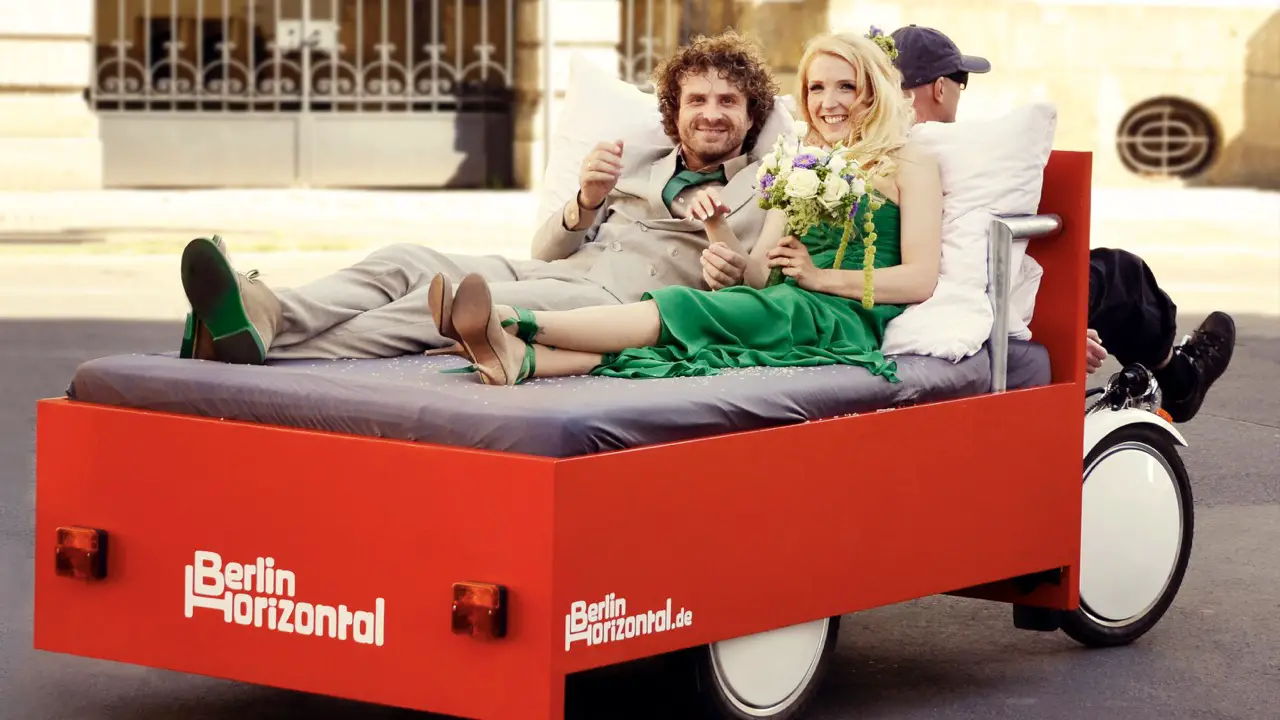 A BedBike tour offers a relaxed way to see Berlin's sights from the comfort of a bed on wheels.