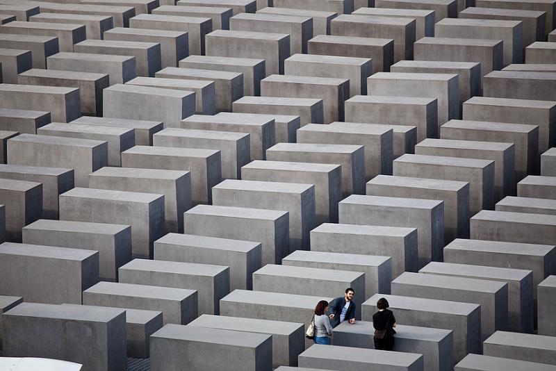 Picture: Exhibition under the Holocaust Memorial with Field of Stelae